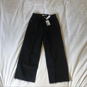 TOPSHOP Moto Wide Leg Black Jeans • waist 25 NWT🏷